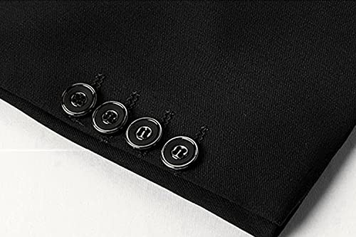 Casual 2 Button Suits for Men Slim Fit Notched Lapel Business Sets Solid Color Wedding Formal Jacket Vest Pants (Black,Medium)