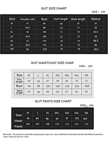 Casual 2 Button Suits for Men Slim Fit Notched Lapel Business Sets Solid Color Wedding Formal Jacket Vest Pants (Red,Medium)