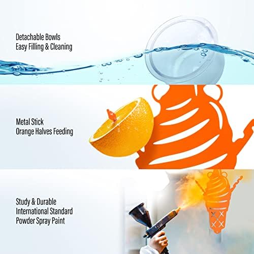 Oriole Metal Bird Feeder for Outdoor Jelly and Oranges, Baltimore Oriole Jelly Bird Feeder with Ice Cream Design for Outdoors Hanging (Orange)