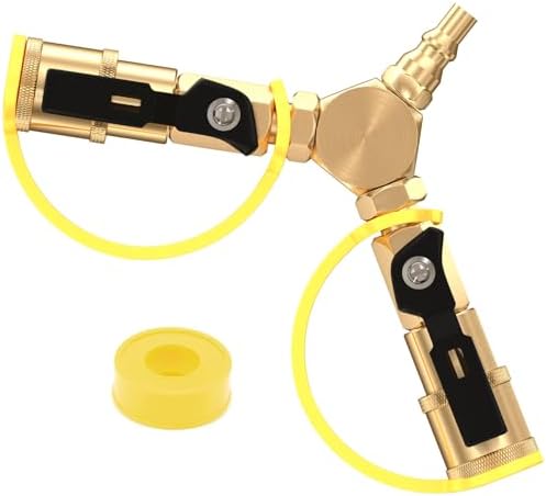 1/4" RV Propane Quick Connect Y Splitter Adapter with Shutoff Valve for RV Trailer, Quick Connect Propane Hose Connect to Motorhome Tabletop Camping Grill 2 Way 1/4" Quick Disconnect Kit