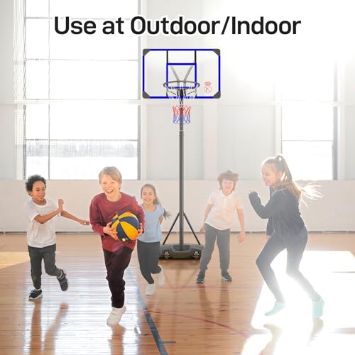 Yohood Kids Basketball Hoop Outdoor 4.82-8.53ft Adjustable, Portable Basketball Hoops & Goals for Kids/Teenagers/Youth in Backyard/Driveway/Indoor, with Enlarged Base and PC Backboard