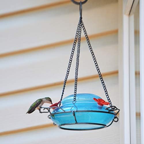 Nature's Way Bird Products GHF9 Hand Blown Garden Top Fill Hummingbird Feeder, 16 oz Capacity, Blue (066580)