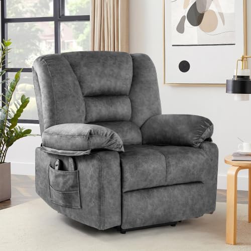 anwickjeff Electric Power Lift Recliner Chair Recliner Sofa for Elderly, Heat and Massage,2 Cup Holders, Recliners Chairs for Living Room, Infinite Position and Double 2 Side Pocket (Grey)