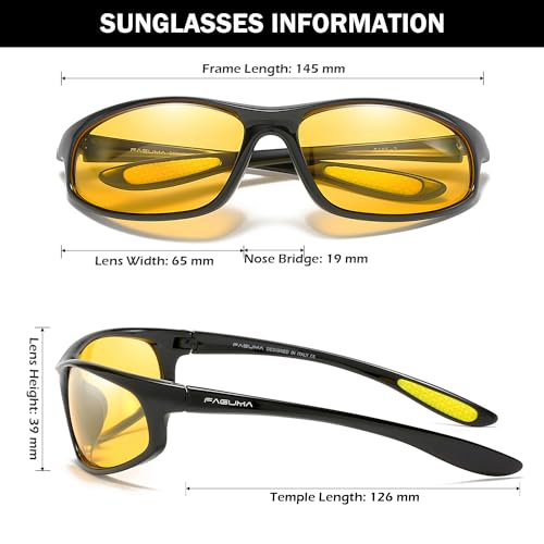 FAGUMA Polarized Sports Sunglasses For Men Cycling Driving Fishing 100% UV Protection
