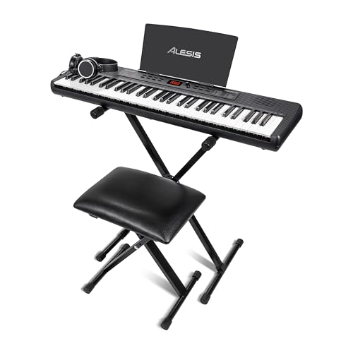 Alesis Melody 61 MK4 Keyboard Piano for Beginners with 61 Keys, Speakers, Stand, Bench, Headphones, Tablet/Sheet Music Stand, 300 Sounds and Music Lessons