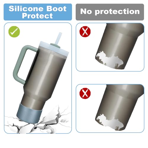 Metallic Matte Luster Silicone Boot Sleeve for Owala 24oz & Stanley/Simple Modern 20-40oz & Water Bottle 12-24oz and More Bottles with 2.8-3in Base Glitter Anti-Slip Bottom Cover (Matte Silver)