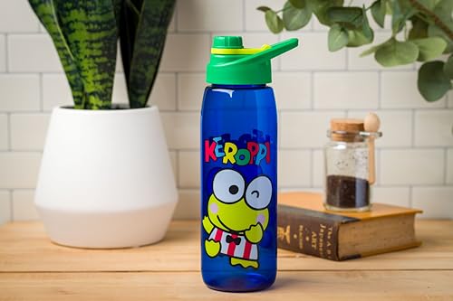 Silver Buffalo Sanrio Hello Kitty and Friends Keroppi Water Bottle with Screw Lid, 28 Ounces, Sanrio Keroppi, 28oz