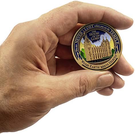 & Emblem - LDS Salt Lake City Temple Medallion with Deluxe Display Tin Box Plus Bonus polishing Cloth