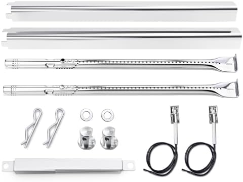 Uniflasy Grill Parts for Charbroil Performance 2-Burner 463630021 463655021 463655421 463655621,for Charbroil 4-Burner 463365021 463448021 Grill Burner Tube Heat Plates Shield Crossover Tube Igniter