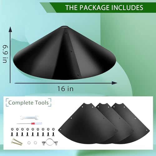 Squirrel Baffle for Bird Feeder Pole,16 inch Squirrel Guard Stopper for Outside Shepherd Hook,Black(2 Pack)