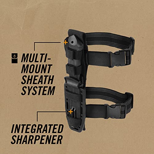 Gerber Gear LMF II Infantry Survival Tactical Knife - Fixed Blade with 4.84" Partially Serrated Blade and Textured Grip - Included MOLLE Sheath - Black