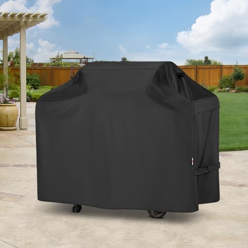Unicook Grill Cover 60 Inch for Outdoor Grill, Heavy Duty Waterproof BBQ Cover with Side Handles and Air Vents, Weather Resistant, Compatible with Weber Charbroil Nexgrill Kenmore Gas BBQs, Black