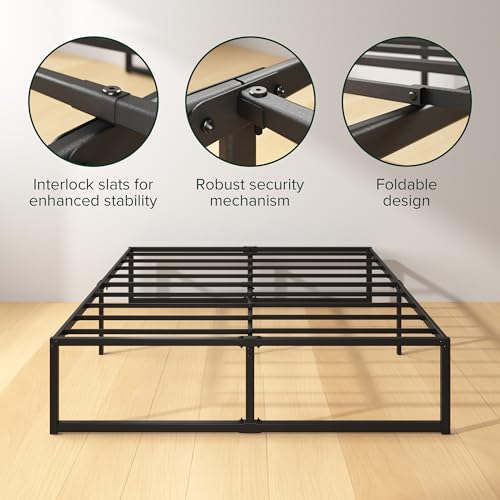 ZINUS Lorelei 14 Inch Metal Platform Bed Frame, Steel Slat Support, No Box Spring Needed, Eco Friendly WonderBox(TM) Packaging, 12.4” Underbed Storage, Easy Assembly, Black, Full