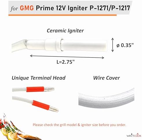 12V Prime Hot Rod Igniter for Green Mountain Daniel Boone Prime and Jim Bowie Prime Model, Ledge and Peak Pellet Grill Prime 12 Volt Ignitor Replacement Parts