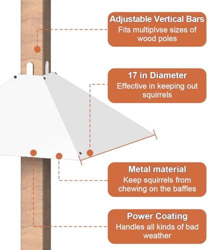 Metal Squirrel Baffle for 4x4 Post, Outside Wooden Pole Mount Squirrel Guards for Bird Feeders, 17 Inch Squirrels Deterrents Stopper to Deter Racoons, White, 2pcs