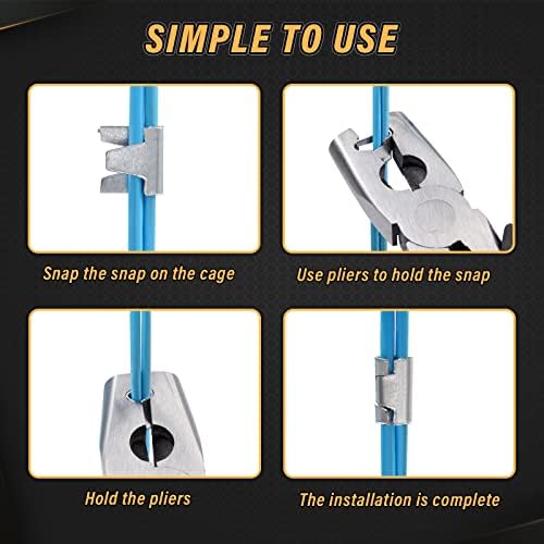 900pcs Rabbit Chicken Wire Cage Clips with Fence Pliers Hog Rings Snap-Ring Pliers Wire Clamp Tool Fasten Clips Buckle Pliers for Building Installation Wire Cage Pet Bird Quail