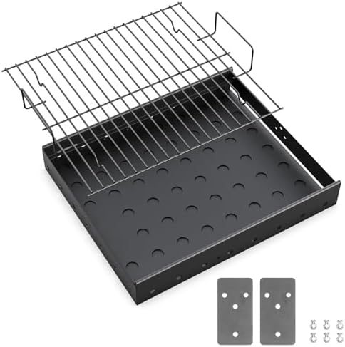 Stretchable 15-28 Inches Charcoal Tray Replacement Parts for Pit Boss Memphis I, Expert 24, Chargriller PS9900 2190, 6500, 6800, 8500 Grill Basket Pan for Smoke Hollow 47183T-21
