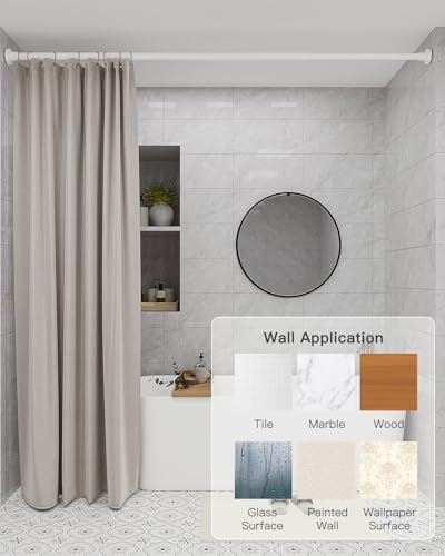 ALLZONE Tension Shower Curtain Rods No Drilling, 29 to 85 Inch, Spring Tension Curtain Rods for Windows, Adjustable Shower Rod for Bathroom, Heavy Duty Tension Rods Fits Various Wall Types, White