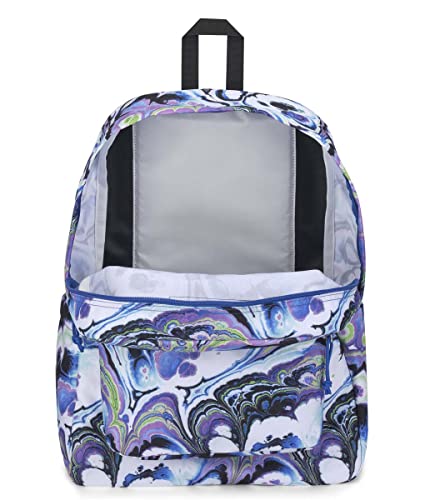 JanSport SuperBreak Backpack - Class, Travel, or Work Bookbag with Water Bottle Pocket - Marble Mood Blue Iolite