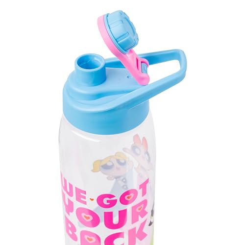 Silver Buffalo Powerpuff Girls We Got Your Back Featuring Bubbles, Buttercup, and Blossom Water Bottle with Screw Lid, 28 Ounces