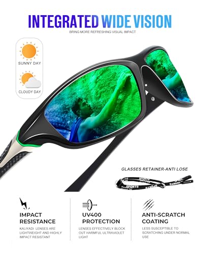 KALIYADI Polarized Sunglasses-Men Sports Sun-glasses: Mens Sunglasses Polarized UV Protection for Fishing Driving Cycling
