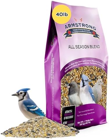 Armstrong Wild Bird Food All Season Bird Seed Blend, 40 Pounds - with Cut Corn, Wheat, White & Red Millet, Black Oil Sunflower Seeds for Blue Jays, Dark-Eyed Juncos and Mourning Doves