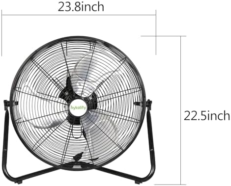 hykolity 4600 CFM 20" High Velocity Floor Fan, 3-Speed Heavy Duty Metal Fan with Wall-Mounting System, Industrial Shop Fan for Warehouse, Garage, and Workshop