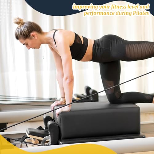 Beeveer Pilates Sitting Box 26 x 15 x 9.5 Inch Pilates Equipment Pilates Accessories Pilates Box for Reformer Body Stamina Stretching Balance Exercise Workout (Black)