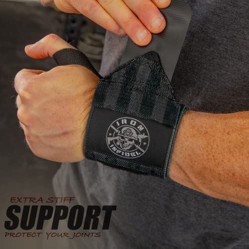 Iron Infidel Wrist Wraps for Weightlifting - 24" Heavy Duty Support for Working Out, Gym Accessories for Men - Use for Lifting, Crossfit, Fitness, Exercise, Bench Press, Powerlifting (1776)