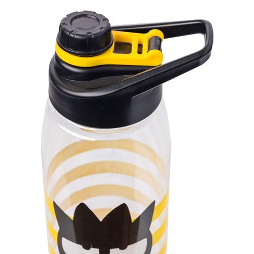 Silver Buffalo Sanrio Hello Kitty and Friends Badtz-Maru Pose Stripes Water Bottle with Screw Lid, 28 Ounces, Sanrio Badtz Maru, 28oz