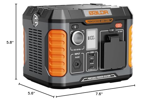 BALDR Portable Power Station 300W, 231Wh Solar Generator Backup Lithium Battery Power Supply, 120V Pure Sine Wave AC Outlet, QC 3.0, Type C Input/Output, for Home Camping Emergency…