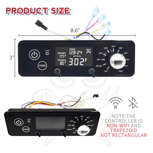 PID Rectangular Digital Control Board (AC03P9)(Non-WiFi) Replacement for Pit Boss Pellet Grills 440-1150, Sportsman PB500SP PB820SP; Navigator PB550G PB1150G; Mahogany PB440D2 PB700FB1; Pro Series
