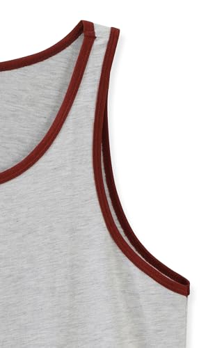 AIRDYNAM Mens Tank Top Soft Lightweight Gym Workout Beach Casual Sleeveless Muscle Shirts OATMEAL/RUST RED M