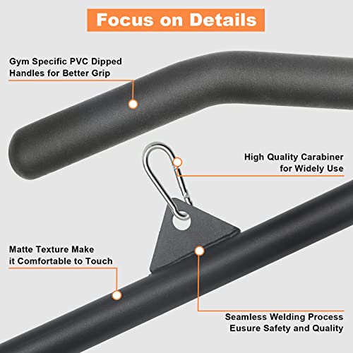 SERTT 39.37 Inch LAT Pulldown Bar Attachment for Pulley Cable Machine, Curl Tricep Press Down Bar with Rubber Handle, LAT Pull Down Bar Accessories for Gym, Strength Workout, Muscle Building
