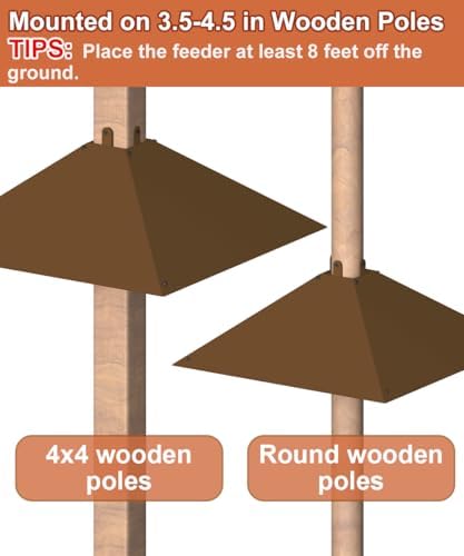 Metal Squirrel Baffle for 4x4 Post, Outside Wooden Pole Mount Squirrel Guards for Bird Feeders, 17 Inch Squirrels Deterrents Stopper to Deter Racoons, Brown, 1pcs