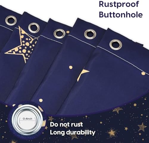Amaredom Star Shower Curtain, Celestial Shower Curtain for Bathroom, Waterproof Fabric Shower Curtain Set, Bathroom Decoration with 12 Hooks 72x72 Inches