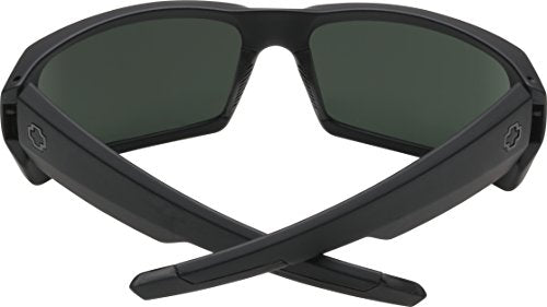 Spy Optic Men's General Rectangular Sunglasses, Soft Matte Black/Happy Gray/Green Polar, 60 mm