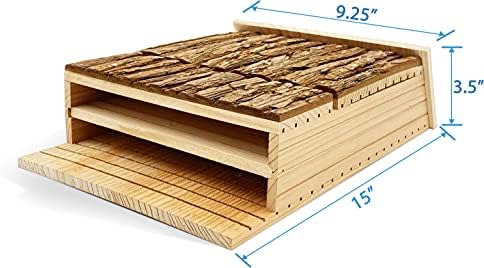 Bat House Outdoor Bat Habitat, Real Bark Finish, 2 Chamber