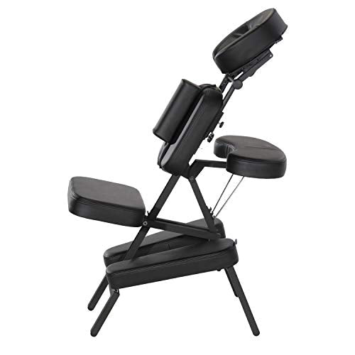 Master Massage Apollo Extra Large Size Portable Massage Chair-Lightweight Aluminum Tattoo Foldable-Sitting Posture Folding Massage Chair-with Larger Cushions and Wheels Bag-in Black