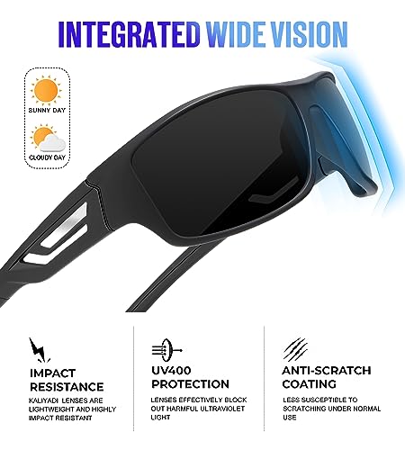 KALIYADI Sunglasses-Men Polarized Sports Sun-glasses: Mens Sunglasses Polarized UV Protection Driving Running Cycling Outdoor