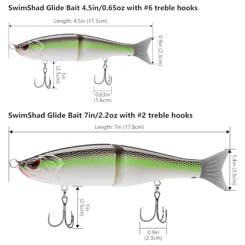 Bassdash SwimShad Glide Baits Jointed Swimbait Bass Pike Salmon Trout Muskie Fishing Lure