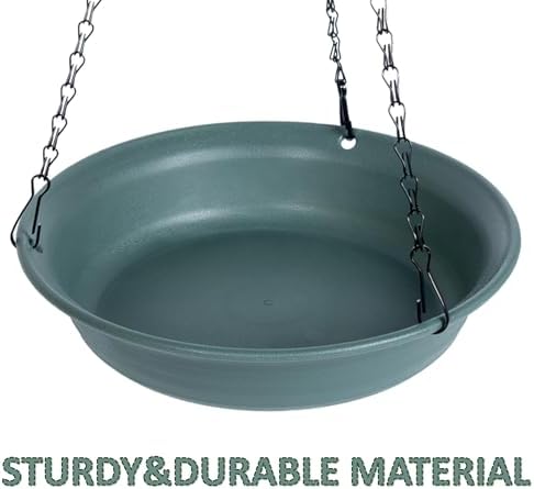 Hanging Bird Bath, Hanging Bird Water Feeder for Outdoors, Feeder Bowl, 1 Pack Birdbath Tray Accessories for Outside, Plastic Birdbaths Tray for Garden Patio Decoration (20", Living Green)