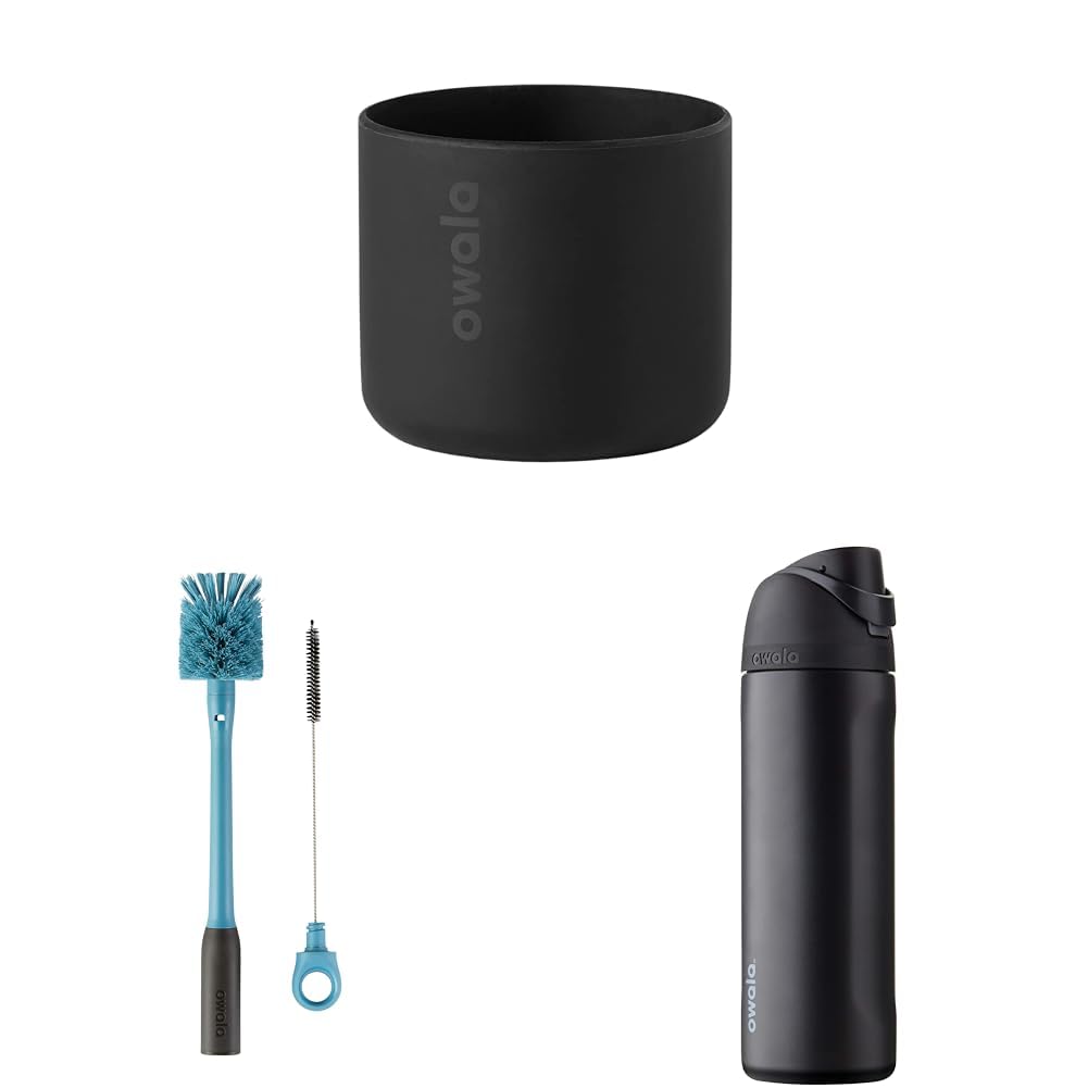 Owala Silicone Water Bottle Boot & 2-in-1 Water Bottle Brush Cleaner and Water Bottle Straw Cleaner Brush & FreeSip Insulated Stainless Steel Water Bottle