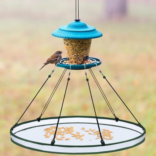 Universal Wild Bird Seed Catcher Hanging Hoop Platform Bird Seed Catcher Tray for Hummingbird Feeders Bee Feeder Outdoor Garden Accessories(2 Pieces,30 Inch)