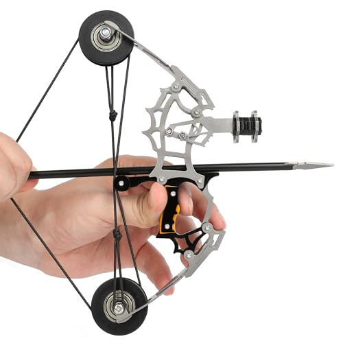 AMEYXGS 8.8 inch Mini Compound Bow Stainless Steel includes 4/12 Arrows and Target Paper (bow and 4 arrow)