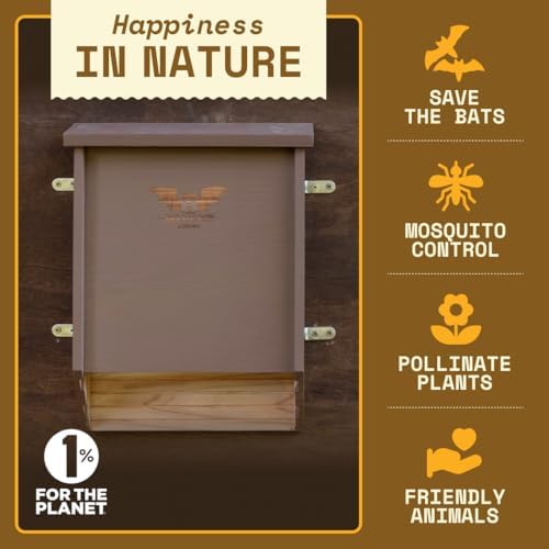 BIGBATBOX Wooden Bat House for Outdoors - Clean Your Backyard from Mosquitoes - Proven Box Kit to Attract Bats