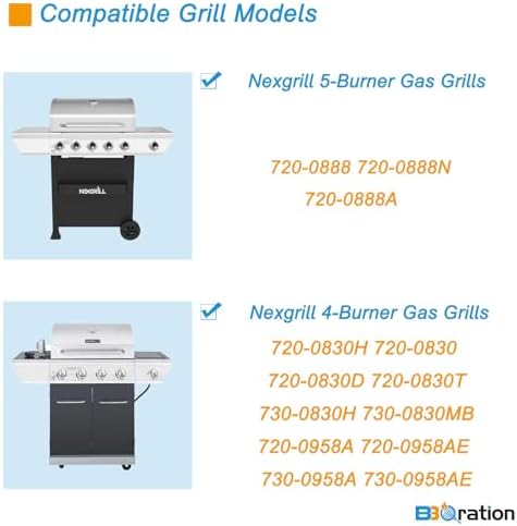 Replacement Parts Kit for Nexgrill 5-Burner 720-0888 720-0888N 720-0888A, 4-Burner 720-0830H 720-0830, Cooking Grate, Grill Heat Shield and Burner Kit for Nexgrill Replacement Parts