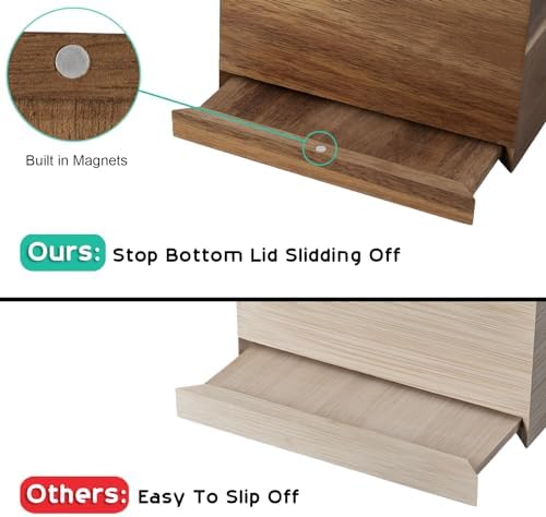 ALELION Tissue Box Cover Square - Acacia Wood Tissue Box Holder for Tabletop Night Stands Bathroom Office - Decorative Facial Cube Tissue Box Cover for Modern Farmhouse Decor