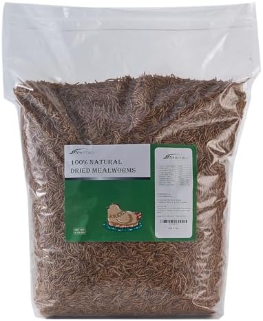 10lbs Dried Mealworms - Premium Non-GMO Chicken Feed, Nutritious High Protein Meal Worms- Food and Treats for Laying Hens, Wild Birds, Ducks, Chicken