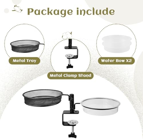 2 Pack Deck Bird Feeders Deck Mount Bird Bath Spa for Dual Use Deck Flower Stand Flower Pot Great for Attracting Birds Detachable and Adjustable Heavy Duty Sturdy Steel,Bronze